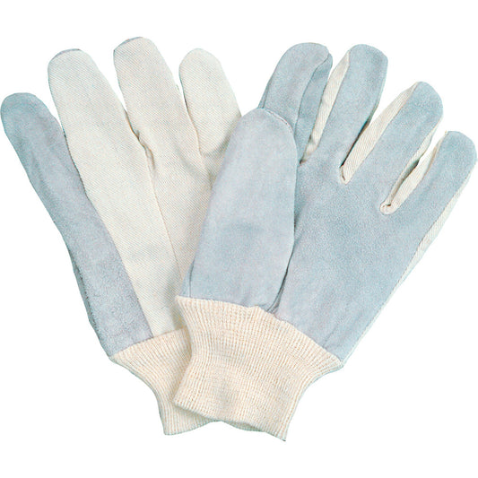 Gants de travail standard à index complet, taille L, paume en cuir de vache refendu