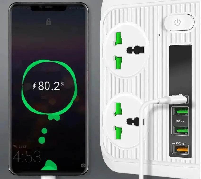 Smart Socket Power TypeC PD 40W QC3.0 Power Strip16AC Universal Outlets 2M Extension Socket Plug - www.Shopthatapp.com