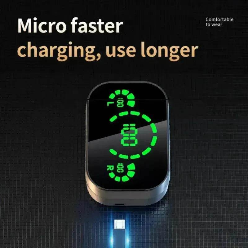 Smart YD03 Wireless Bluetooth Headphone TWS Large Screen Smart Digital Display Noise Cancellation Earpod In-Ear Earbuds Fingerprint Touch Headphone - www.Shopthatapp.com