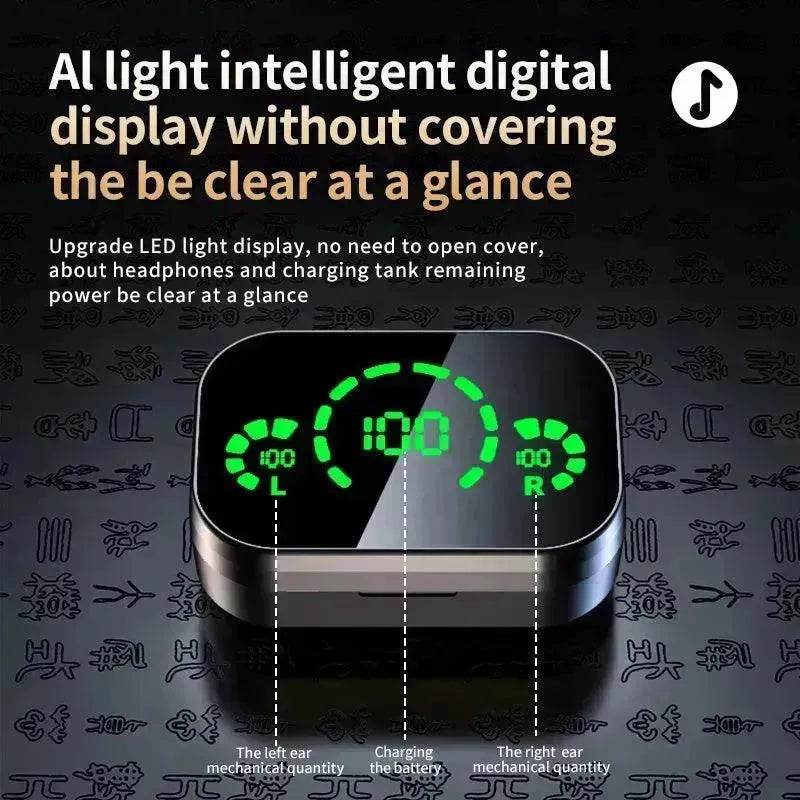 Smart YD03 Wireless Bluetooth Headphone TWS Large Screen Smart Digital Display Noise Cancellation Earpod In-Ear Earbuds Fingerprint Touch Headphone - www.Shopthatapp.com