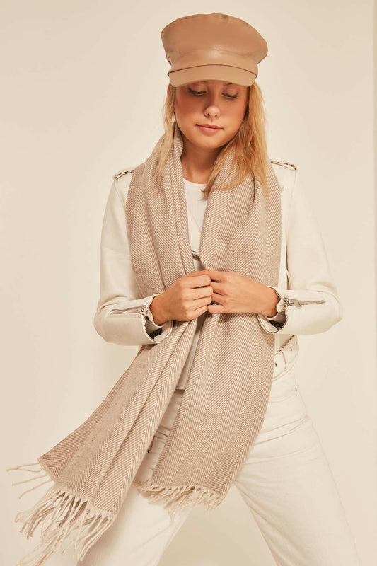 Soft Textured Tasseled Thick Shoulder Scarf - www.Shopthatapp.com