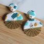 SOL Earrings. White Polymer Clay Terrazzo earrings with brass Sun Rays - www.Shopthatapp.com