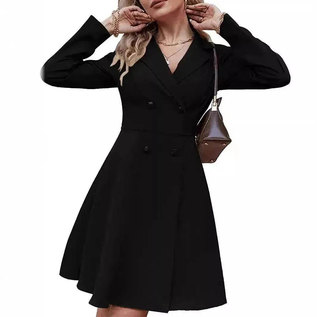 Solid Color Double Breasted Long Sleeve Trench Coat Fashion Slim Coat - www.Shopthatapp.com