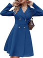 Solid Color Double Breasted Long Sleeve Trench Coat Fashion Slim Coat - www.Shopthatapp.com