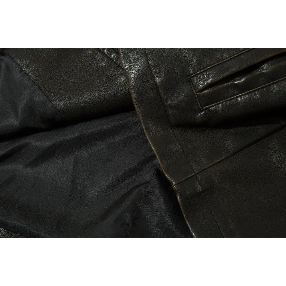 Solid Color PU Leather Coat Men - www.Shopthatapp.com