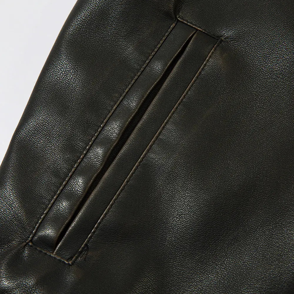 Solid Color PU Leather Coat Men - www.Shopthatapp.com