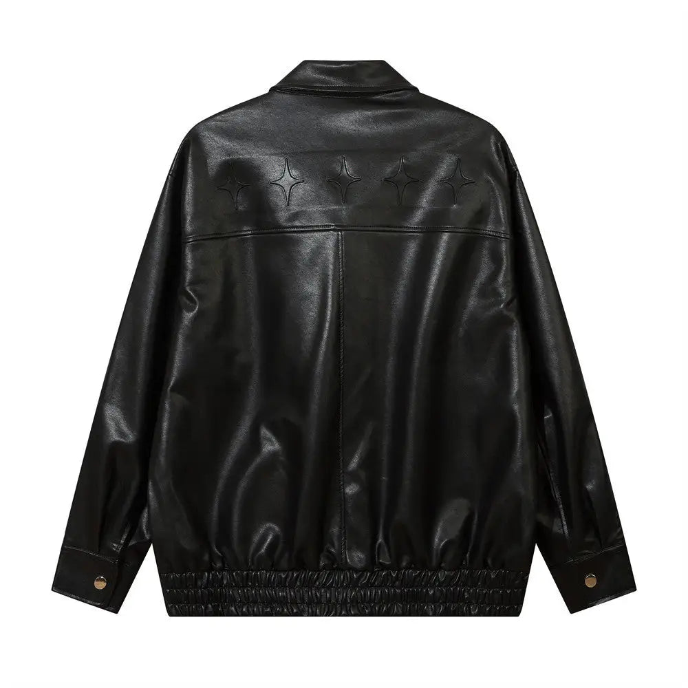 Solid Color PU Leather Coat Men - www.Shopthatapp.com