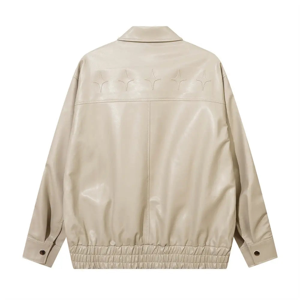 Solid Color PU Leather Coat Men - www.Shopthatapp.com