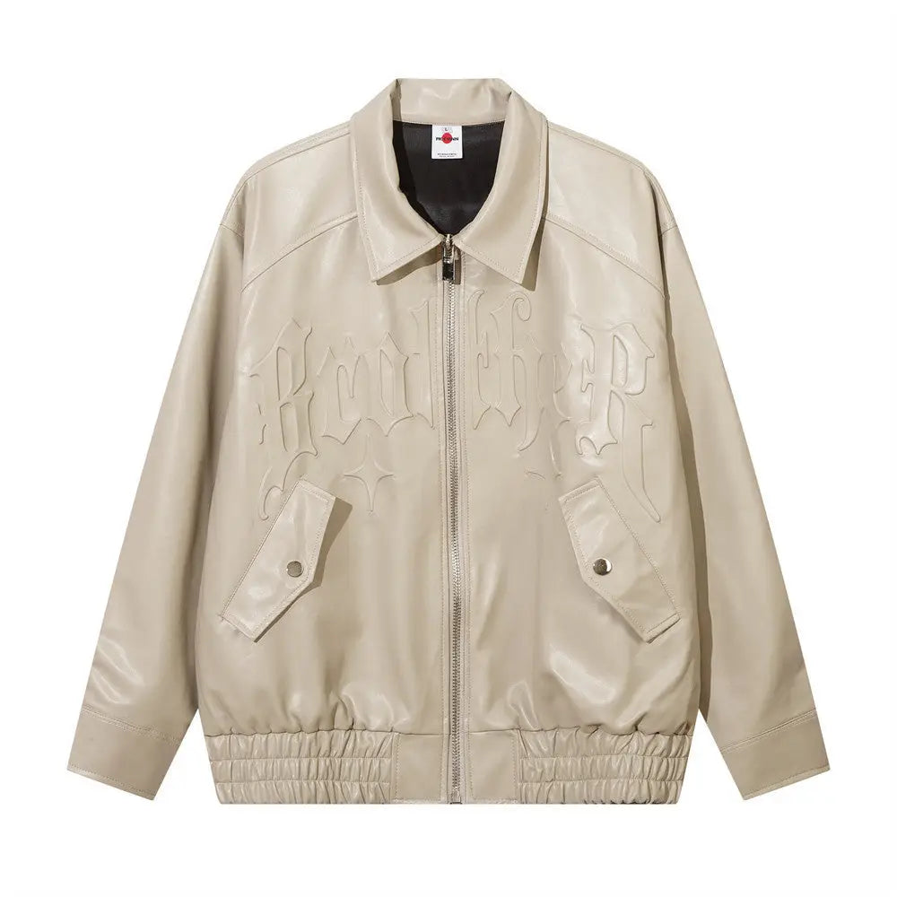 Solid Color PU Leather Coat Men - www.Shopthatapp.com