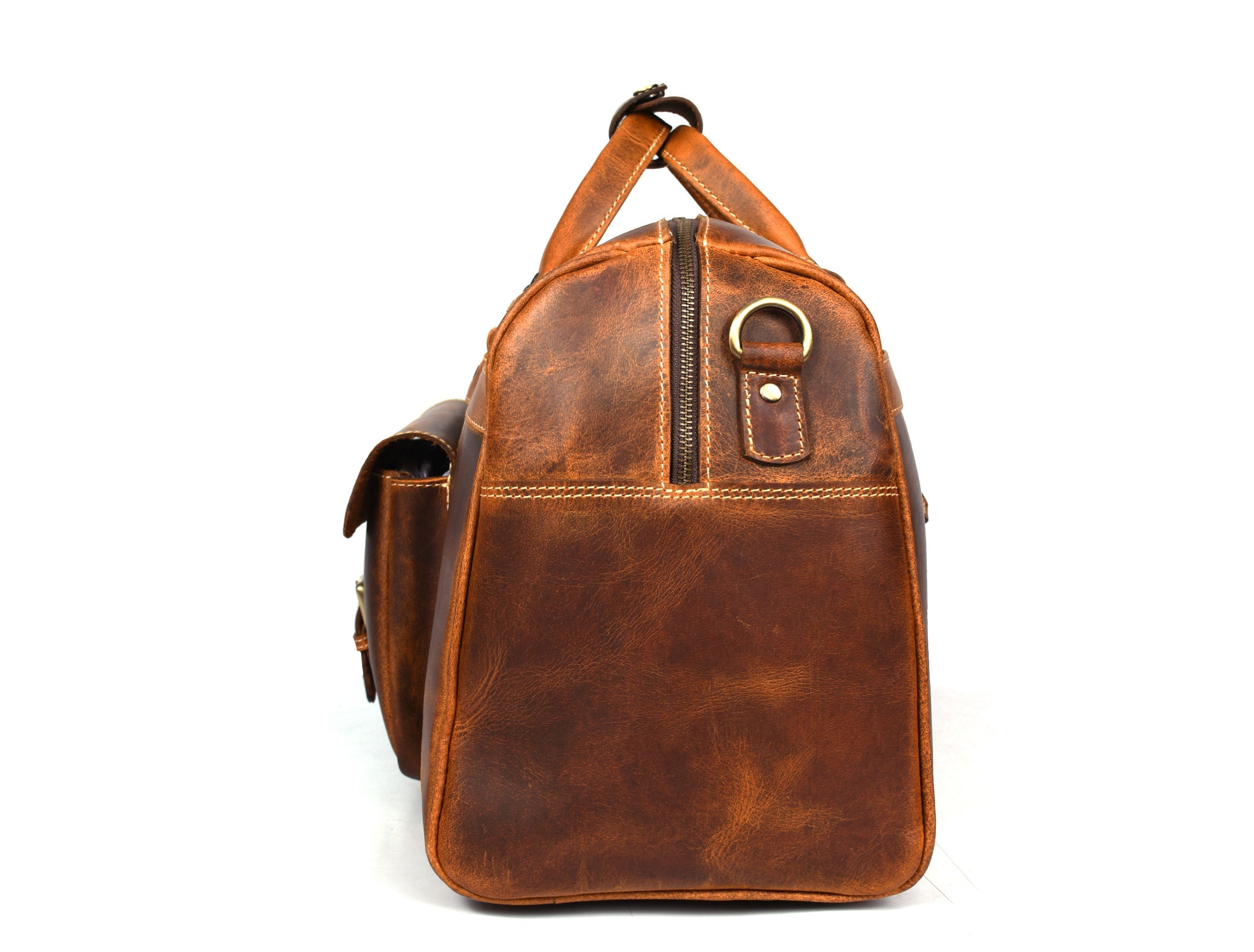 Souris Leather Travel Bag - Caramel Brown - www.Shopthatapp.com