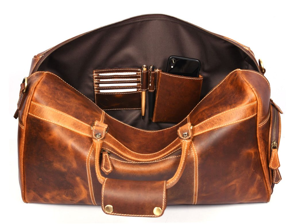 Souris Leather Travel Bag - Caramel Brown - www.Shopthatapp.com