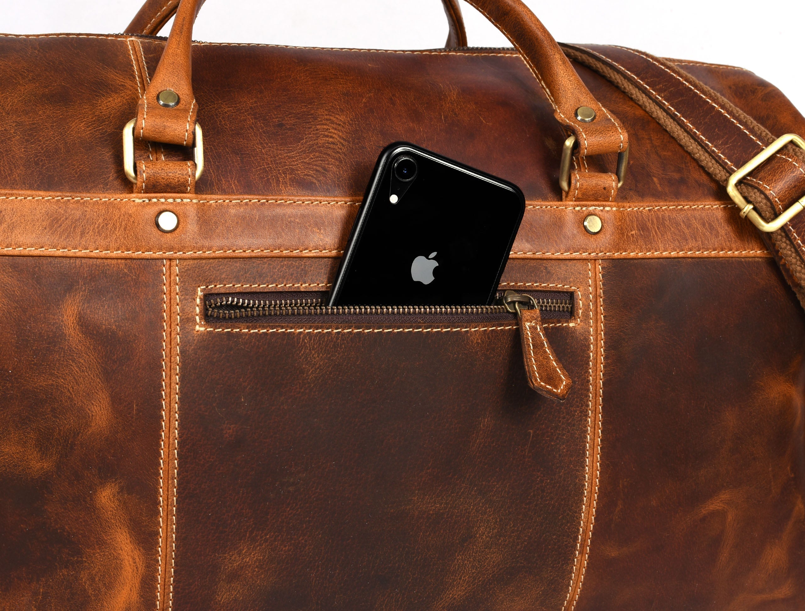 Souris Leather Travel Bag - Caramel Brown - www.Shopthatapp.com