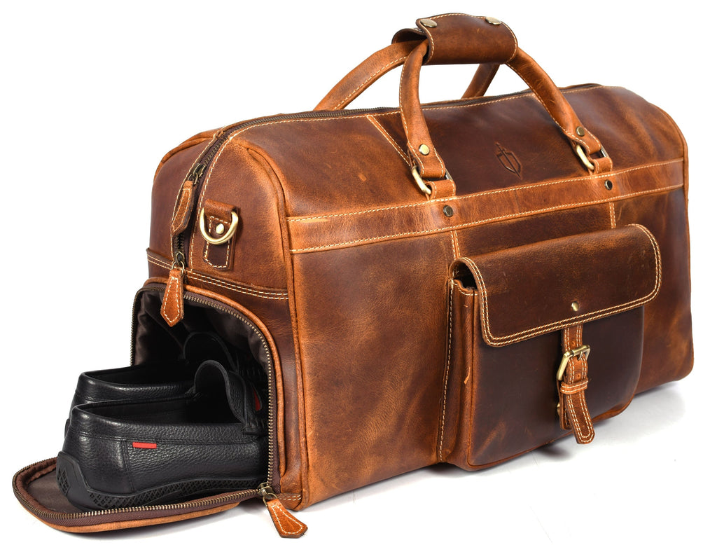 Souris Leather Travel Bag - Caramel Brown - www.Shopthatapp.com