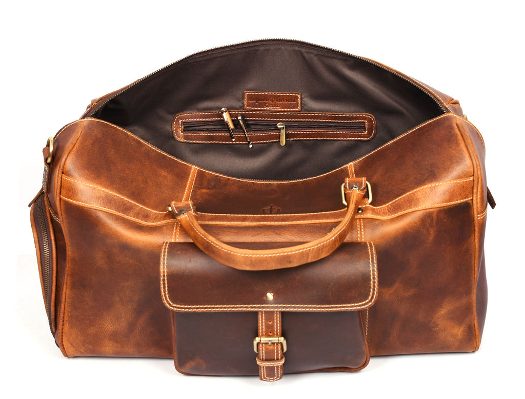 Souris Leather Travel Bag - Caramel Brown - www.Shopthatapp.com