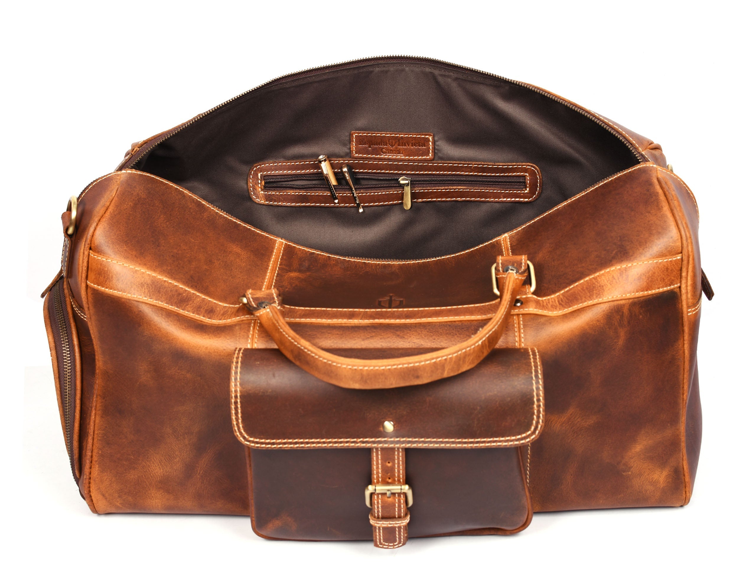 Souris Leather Travel Bag - Caramel Brown - www.Shopthatapp.com