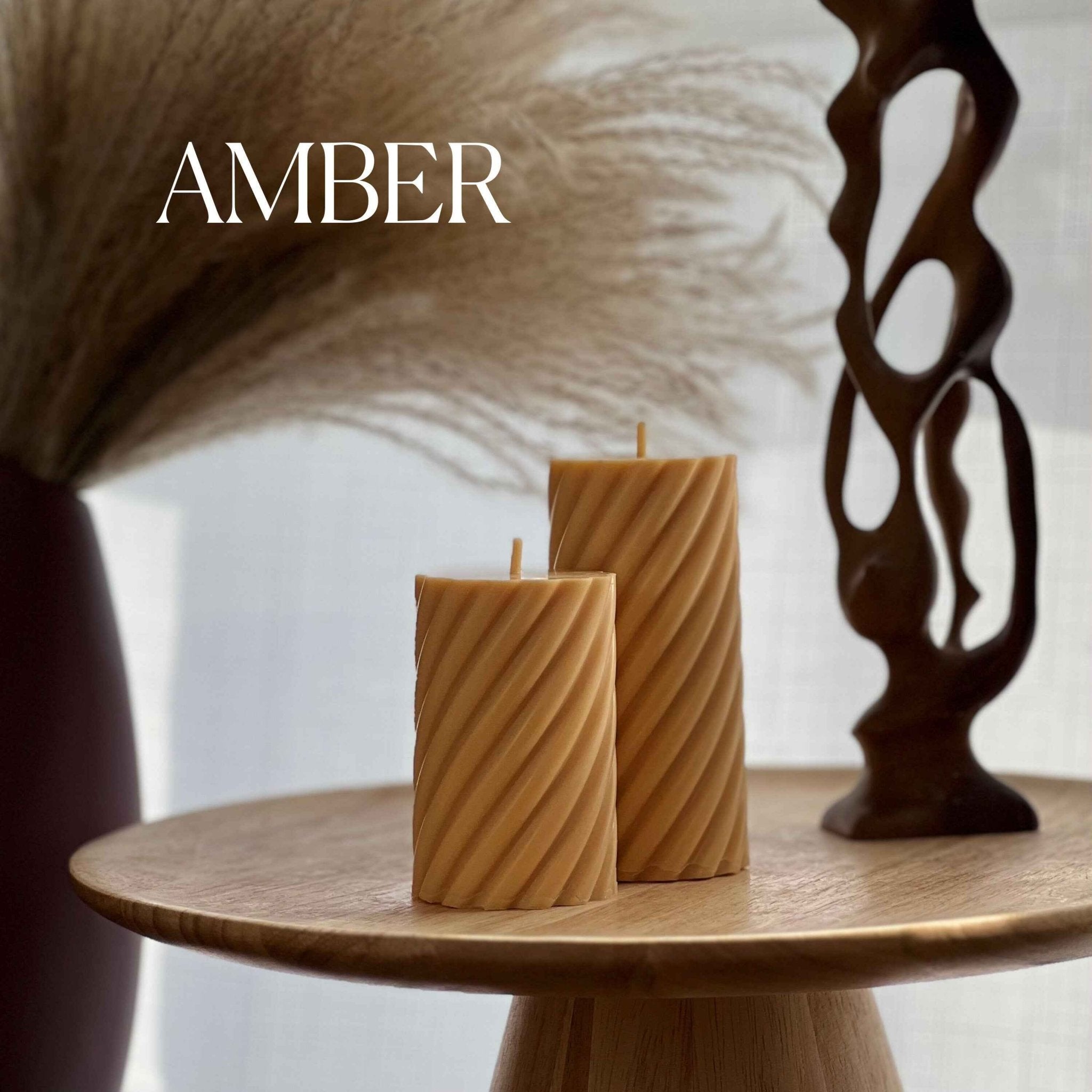 Spiral Ribbed Pillar Candle Set - www.Shopthatapp.com