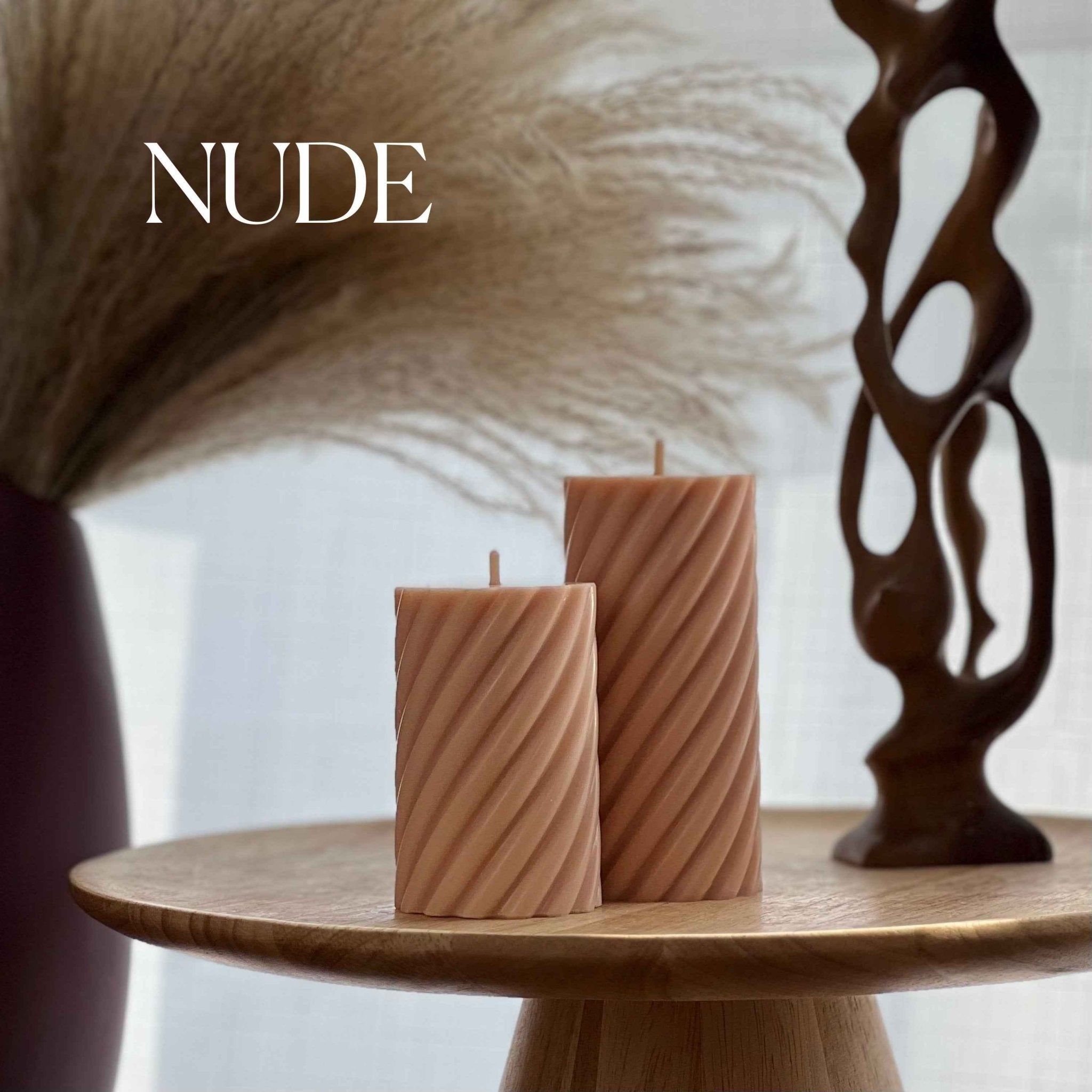 Spiral Ribbed Pillar Candle Set - www.Shopthatapp.com