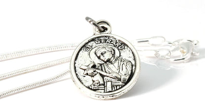 St Gerard Necklace for Pregnancy | Patron Saint of Pregnancy Charm Necklace St Gerard Pendant on a 22 inch Silver Plated Snake Chain Necklace with a Beautiful St Gerard Charm Fertility Charm for Women - www.Shopthatapp.com