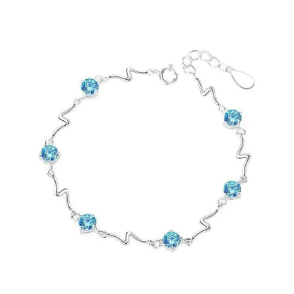 Sterling Silver Heartbeat Crystal Bracelet Female Lightning Silver Bracelet for Women - www.Shopthatapp.com