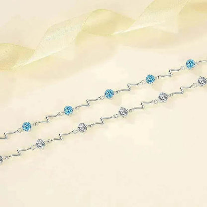 Sterling Silver Heartbeat Crystal Bracelet Female Lightning Silver Bracelet for Women - www.Shopthatapp.com