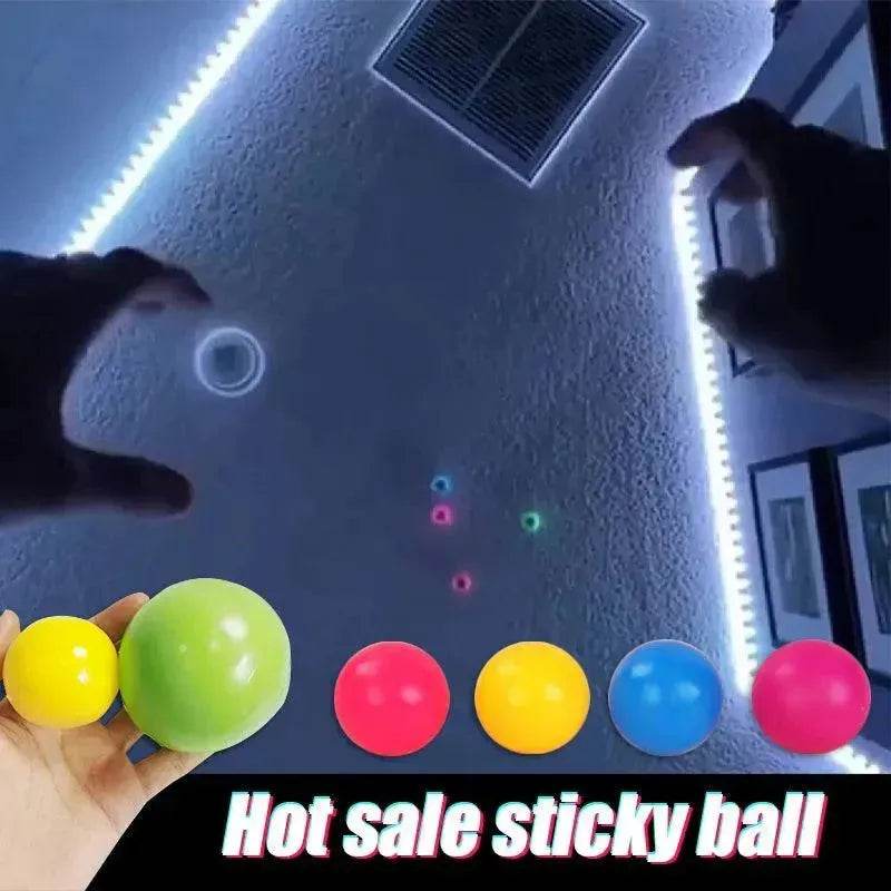 Stick Wall Ball Stress Relief Toys Sticky Squash Ball - www.Shopthatapp.com