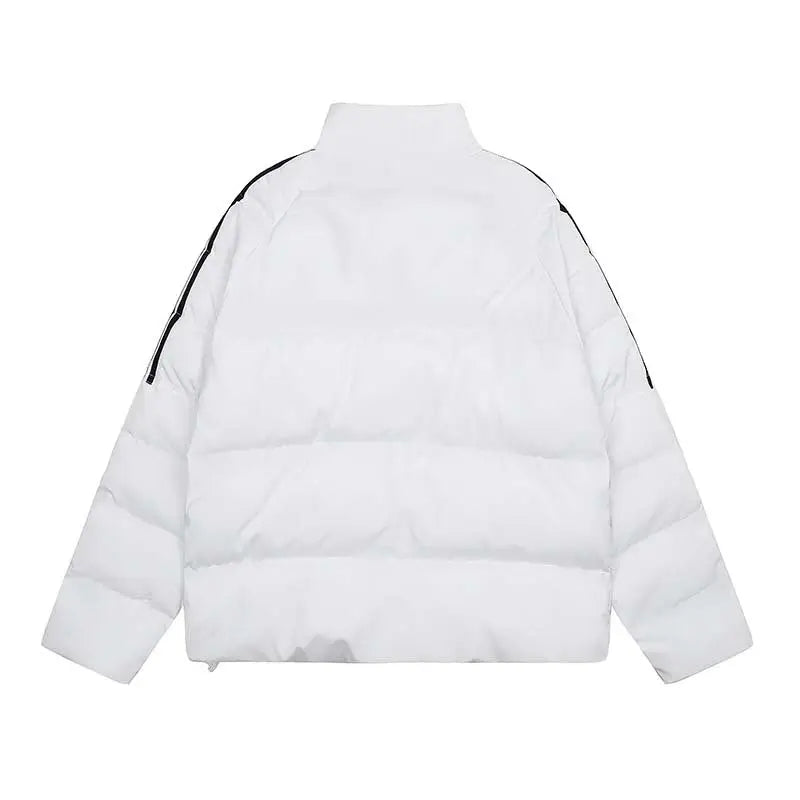 Striped Letters Printed Stand Collar Coat For Men - www.Shopthatapp.com