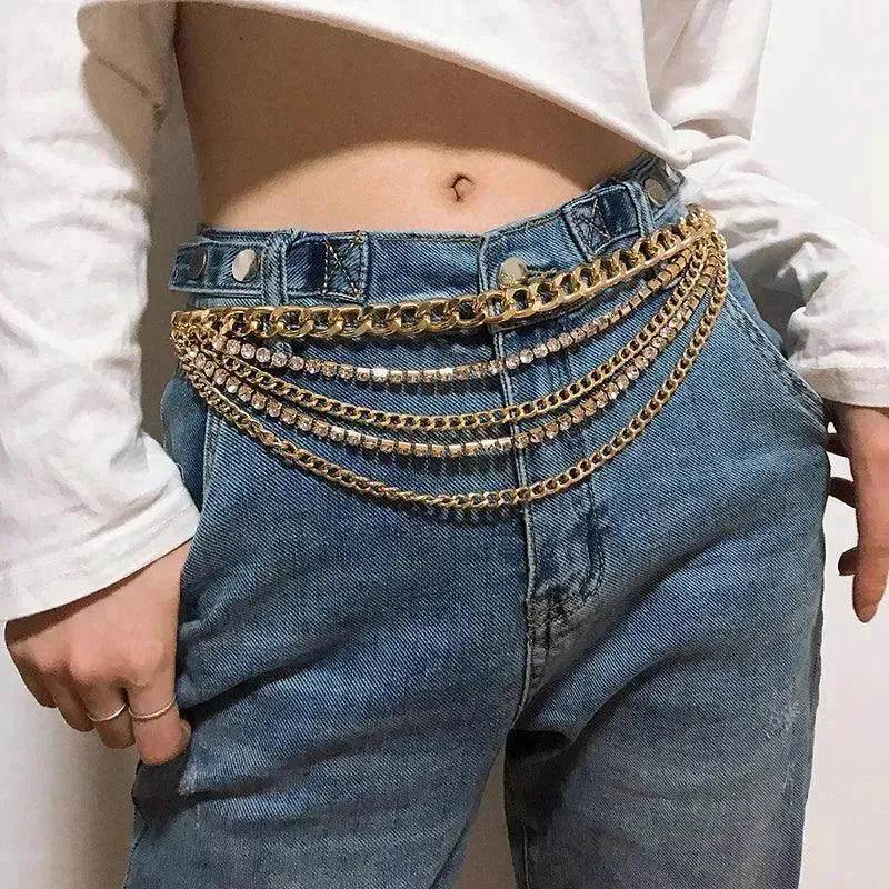 Summer Jewelry Hot Pants Chain Multilayer Chain Gold Fashion Jeans Hip Hop Punk Street Shooting Accessories Waist Chain Women - www.Shopthatapp.com