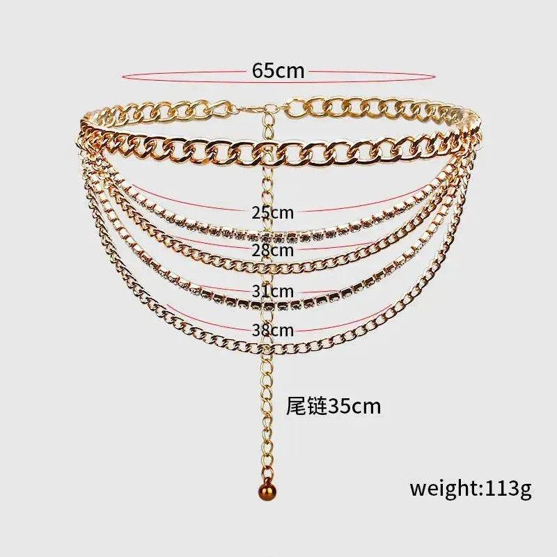 Summer Jewelry Hot Pants Chain Multilayer Chain Gold Fashion Jeans Hip Hop Punk Street Shooting Accessories Waist Chain Women - www.Shopthatapp.com