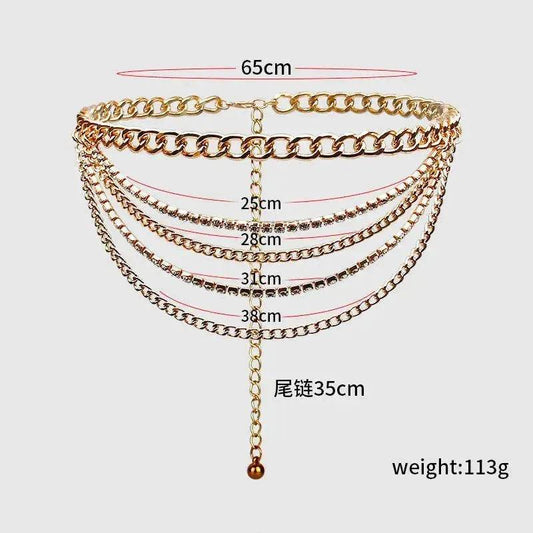 Summer Jewelry Hot Pants Chain Multilayer Chain Gold Fashion Jeans Hip Hop Punk Street Shooting Accessories Waist Chain Women - www.Shopthatapp.com