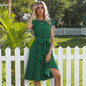 Summer Polka Dot Short Sleeve Pleated Dress - www.Shopthatapp.com
