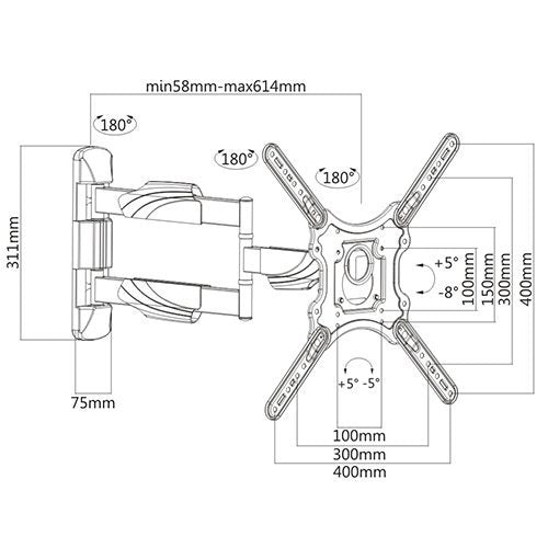 Support mural articulé 23-55 pouces ProTech FL-505 - www.Shopthatapp.com