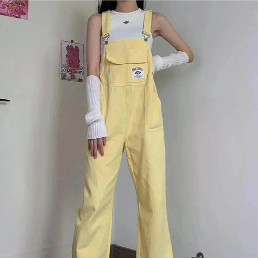 Suspender Pants High Waist Loose Straight Slimming Women - www.Shopthatapp.com