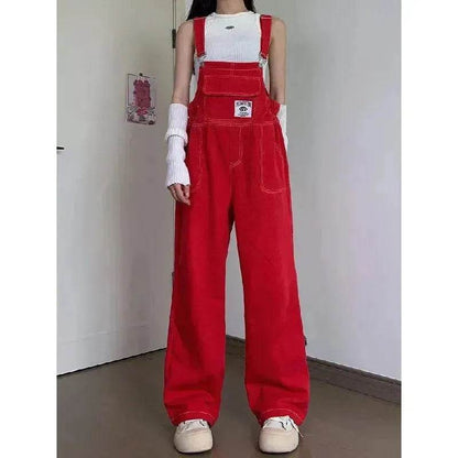 Suspender Pants High Waist Loose Straight Slimming Women - www.Shopthatapp.com
