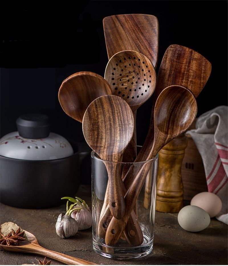 Teak Wooden Cooking Set - www.Shopthatapp.com