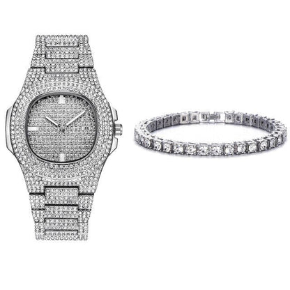 Tennis Bracelet and Watch Set - Silver - www.Shopthatapp.com