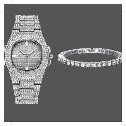 Tennis Bracelet and Watch Set - Silver - www.Shopthatapp.com