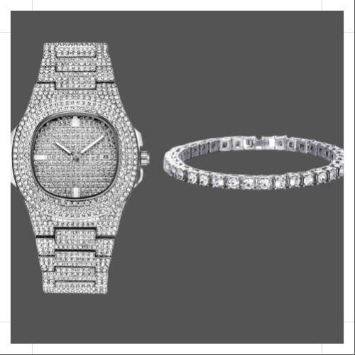 Tennis Bracelet and Watch Set - Silver - www.Shopthatapp.com