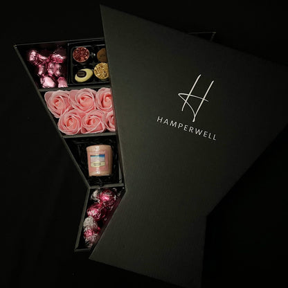 Lindt Lindor & Yankee Candle Signature Chocolate Bouquet With Pink Roses-Food and beverage-www.Shopthatapp.com-HamperWell