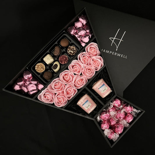 Lindt Lindor & Yankee Candle Signature Chocolate Bouquet With Pink Roses-Food and beverage-www.Shopthatapp.com-HamperWell