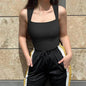 Thread Square Neck Jumpsuit Sleeveless Slim Fit Tank Top Summer Shapewear - www.Shopthatapp.com