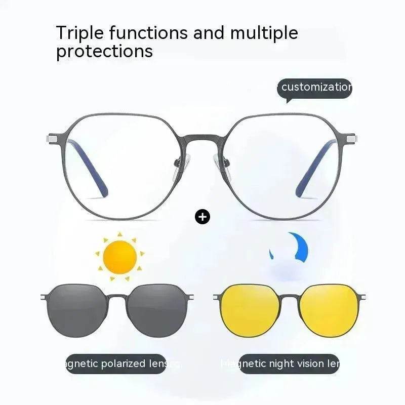 Three-in-one Polarized Sunglasses Magnetic Suction - www.Shopthatapp.com