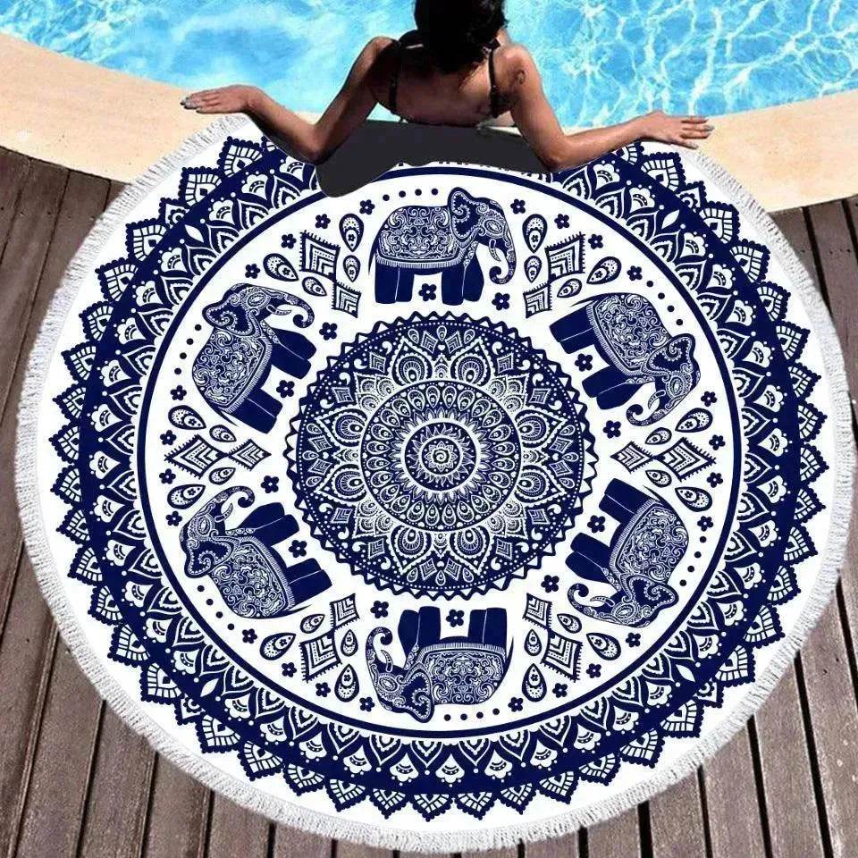 Tie-dye Colorful Digital Printing Microfiber Round Beach Towel - www.Shopthatapp.com