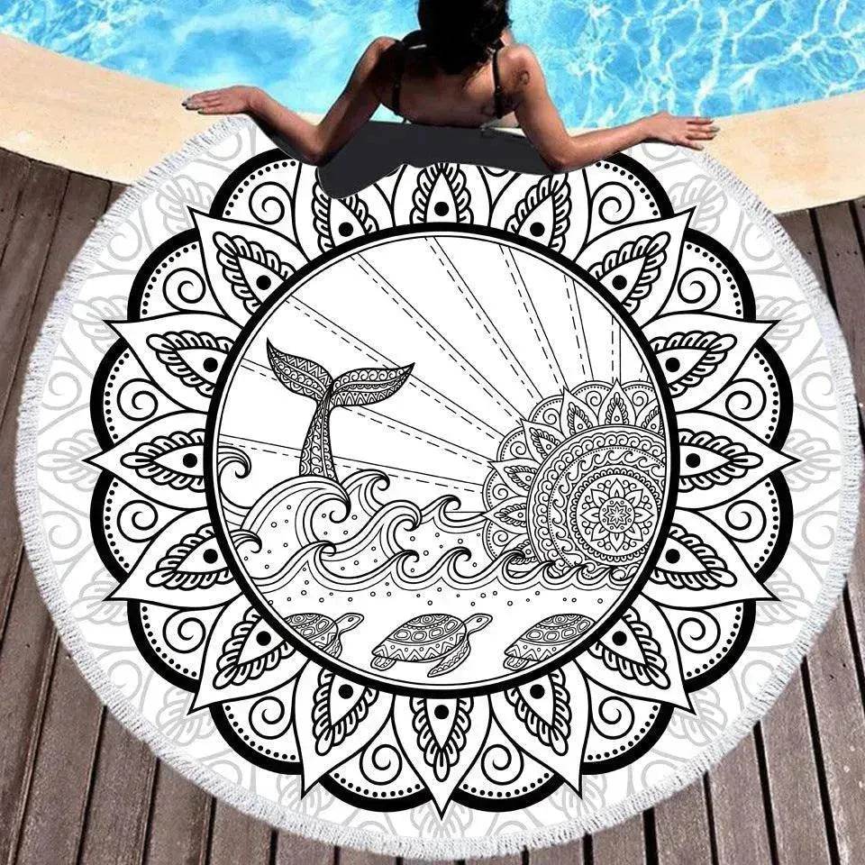 Tie-dye Colorful Digital Printing Microfiber Round Beach Towel - www.Shopthatapp.com