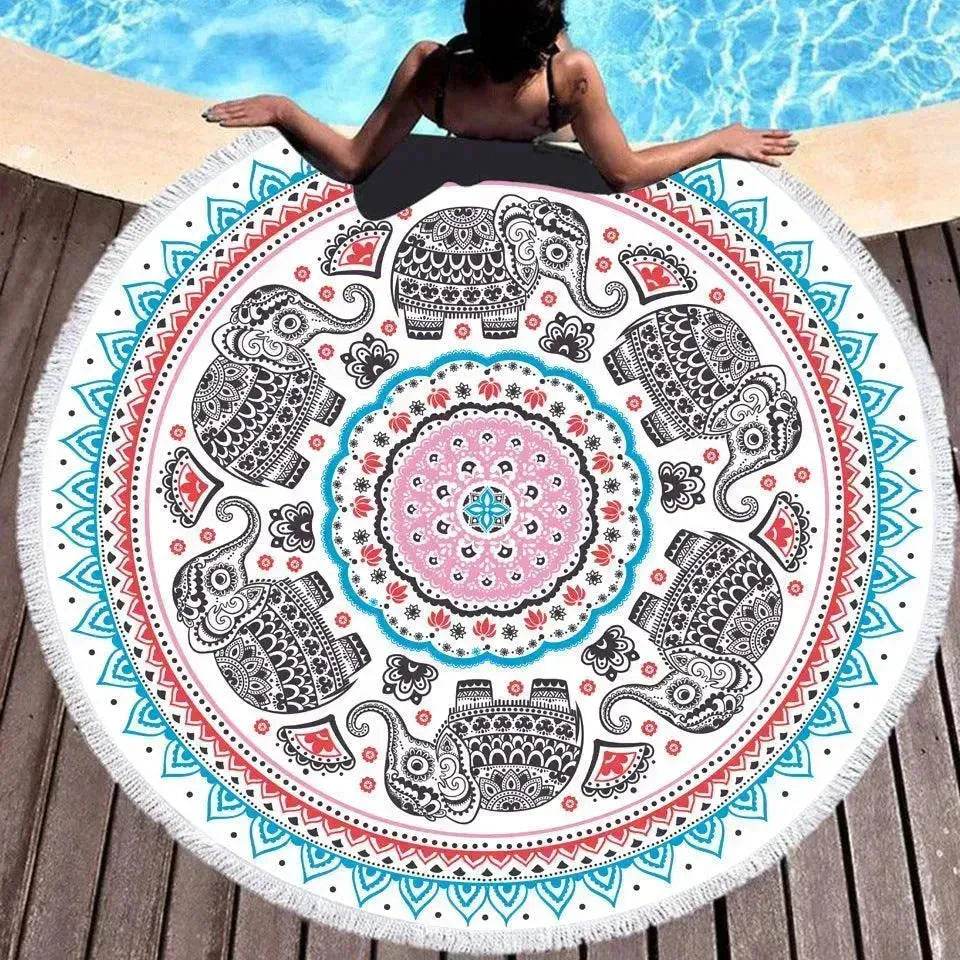 Tie-dye Colorful Digital Printing Microfiber Round Beach Towel - www.Shopthatapp.com