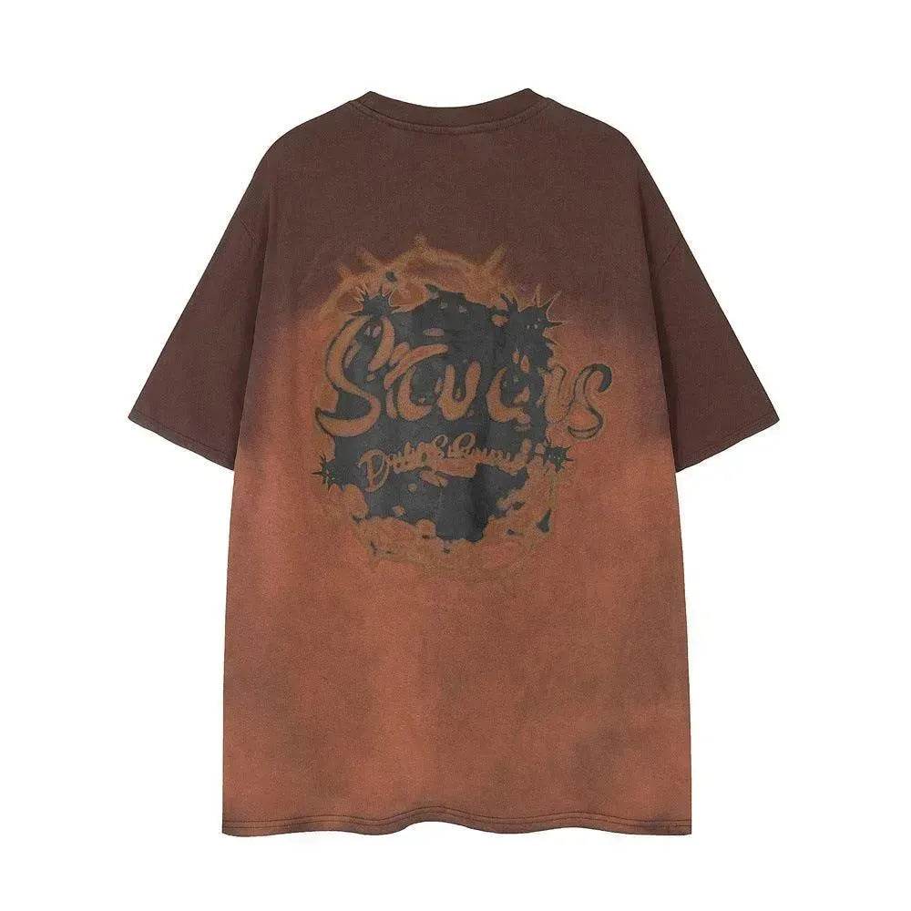 Tie-dye Gradient Short-sleeved T-shirt Idle Style - www.Shopthatapp.com