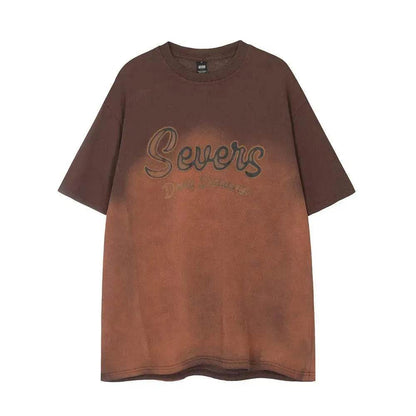 Tie-dye Gradient Short-sleeved T-shirt Idle Style - www.Shopthatapp.com