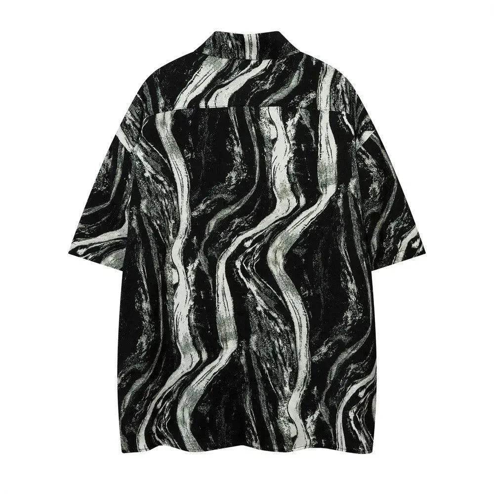 Tie-dyed Contrast Color Design Short-sleeved Shirt - www.Shopthatapp.com