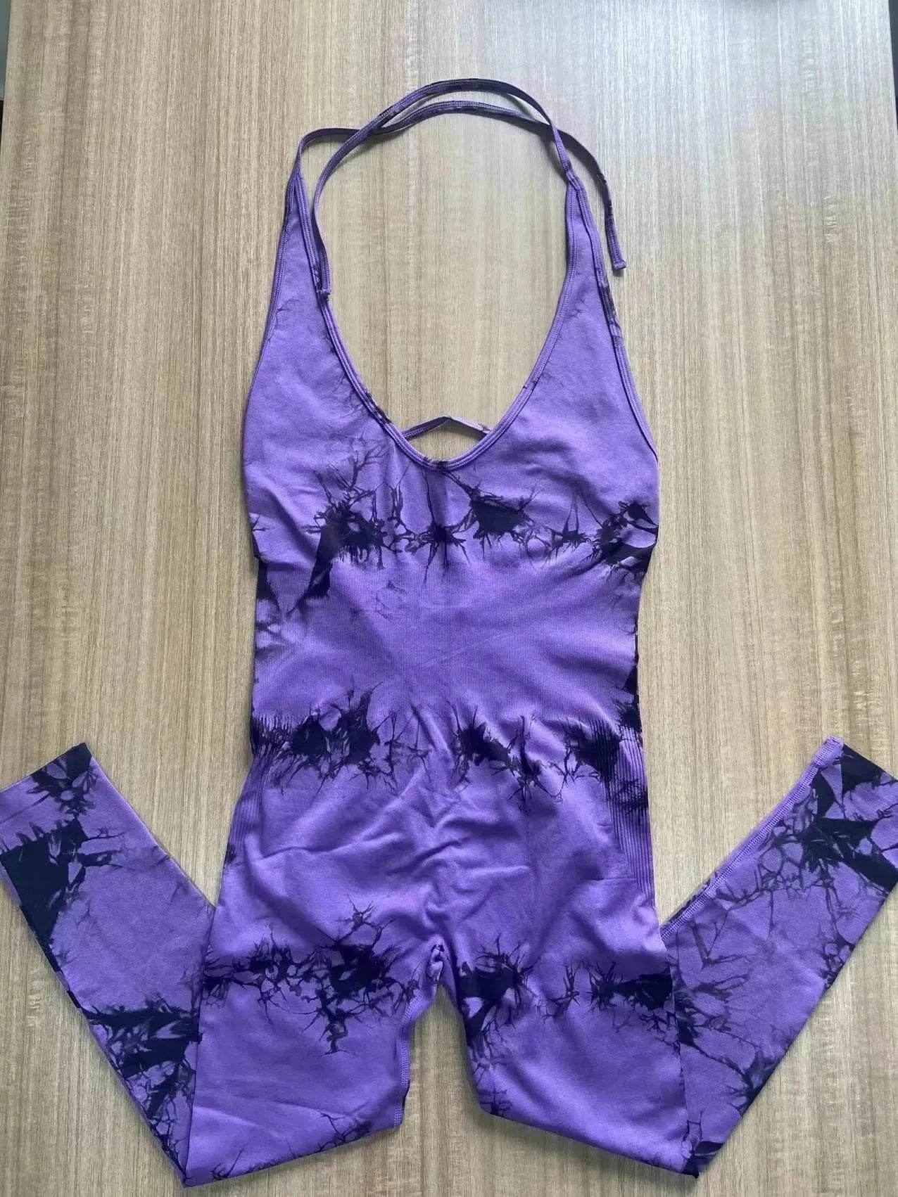 Tie-dyed Yoga Clothes Women's Peach Hip Raise Jumpsuit - www.Shopthatapp.com