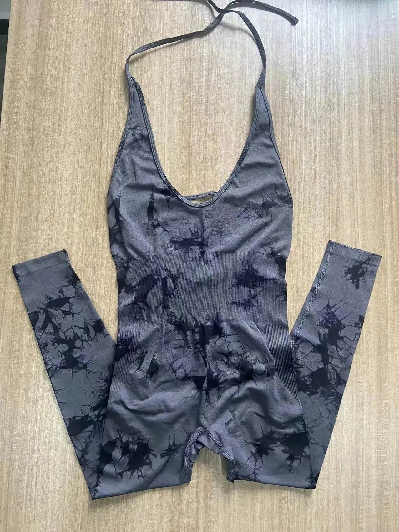 Tie-dyed Yoga Clothes Women's Peach Hip Raise Jumpsuit - www.Shopthatapp.com