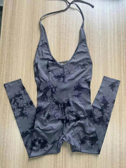 Tie-dyed Yoga Clothes Women's Peach Hip Raise Jumpsuit - www.Shopthatapp.com